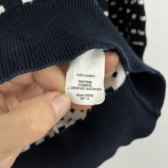 J Crew Navy White 3/4 Sleeve Cotton Pullover Sweater Size Small - Picture 3 of 6